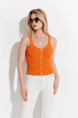 KNIT TANK TOP W/ GOLD BUTTONS
