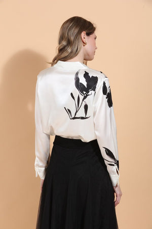 FLOWER BUTTON DOWN SILK