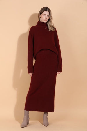 WOOL MOHAIR BLENDED MOCK NECK SWEATER