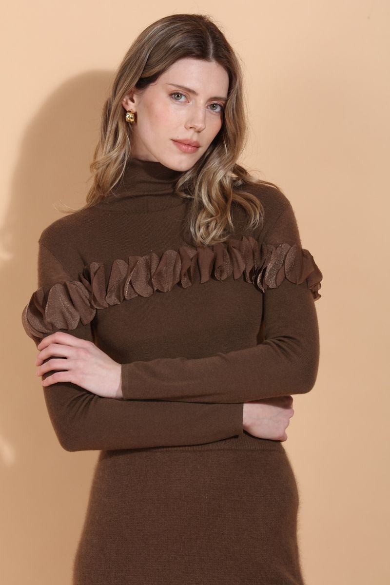 MERINO WOOL TURTLE SWEATER WITH APPLIQUE