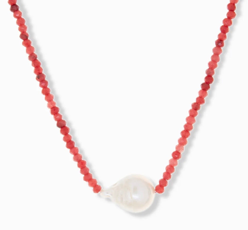 SEMI-PRECIOUS STONE NECKLACE WITH PEARL