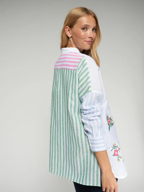 EMBROIDERY PRINT BUTTON UP BLOUSE