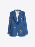 BLUE JACKET WITH EMBROIDERED FLOWERS