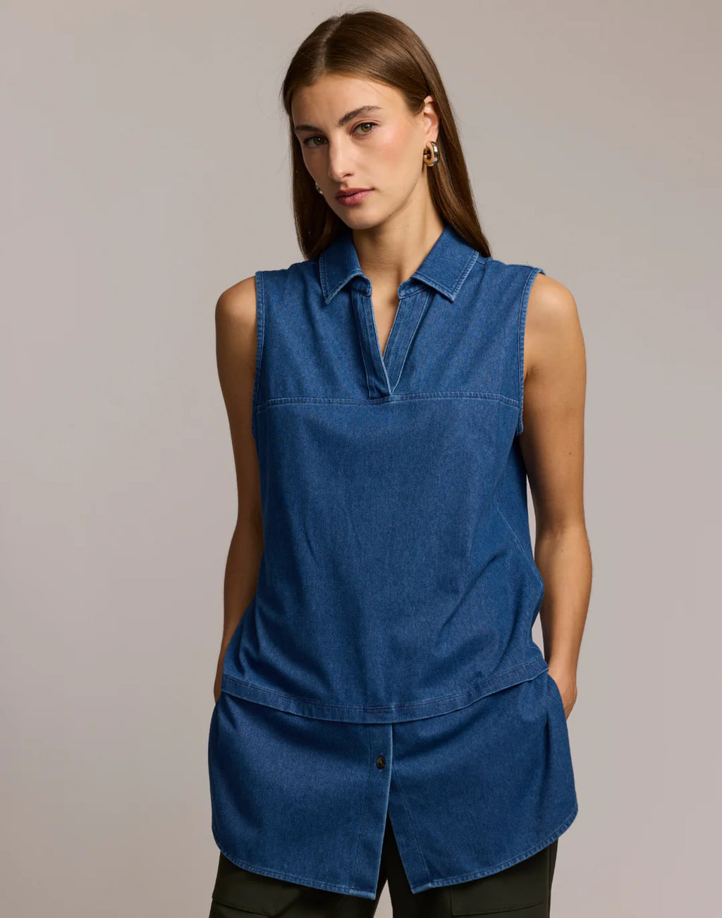 LEA SLEEVELESS KNIT DENIM FOUNDATION LAYER