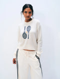 CASHMERE TENNIS EMBROIDERED SWEATSHIRT