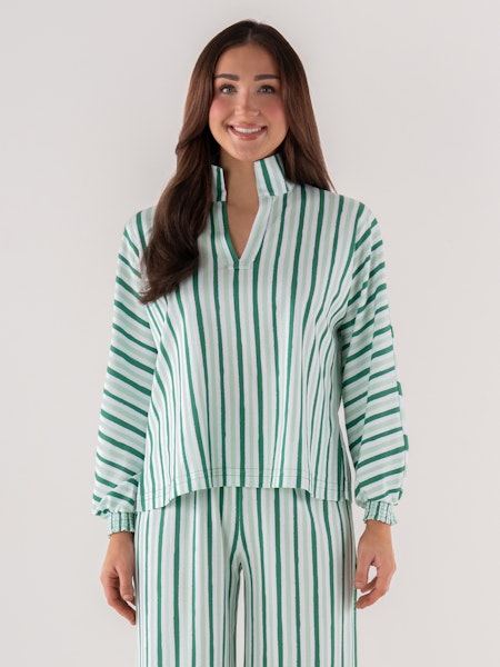 PAJAMA PANT SET MIST GREEN STRIPE