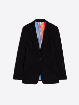 HEATHER STRASS BLACK STRETCH KNIT JACKET