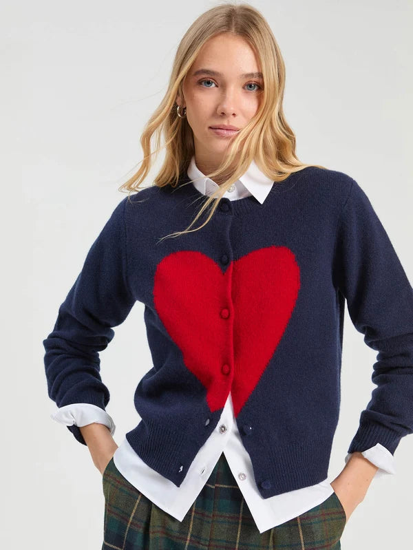 NAVY/RED HEART SWEATER