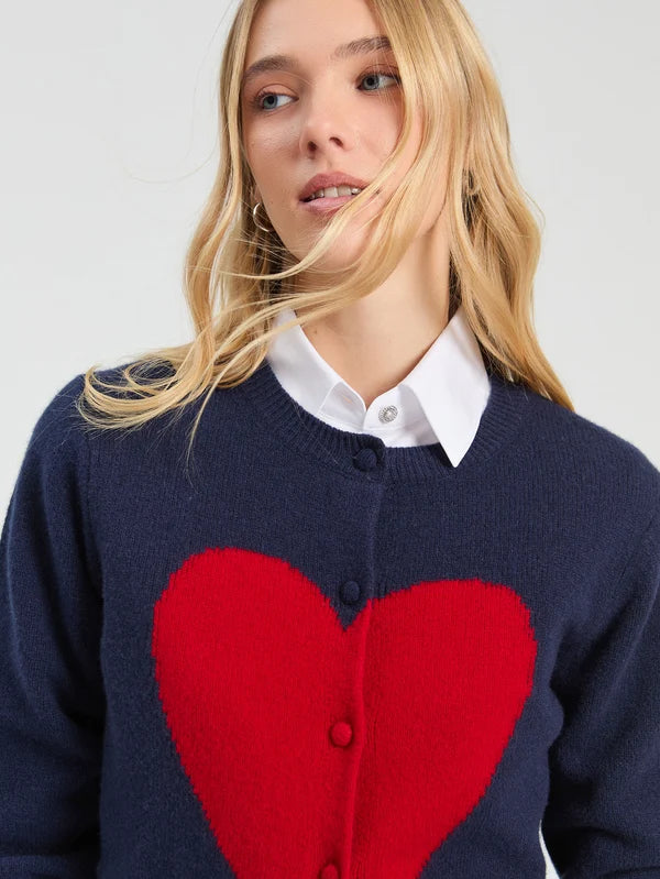 NAVY/RED HEART SWEATER