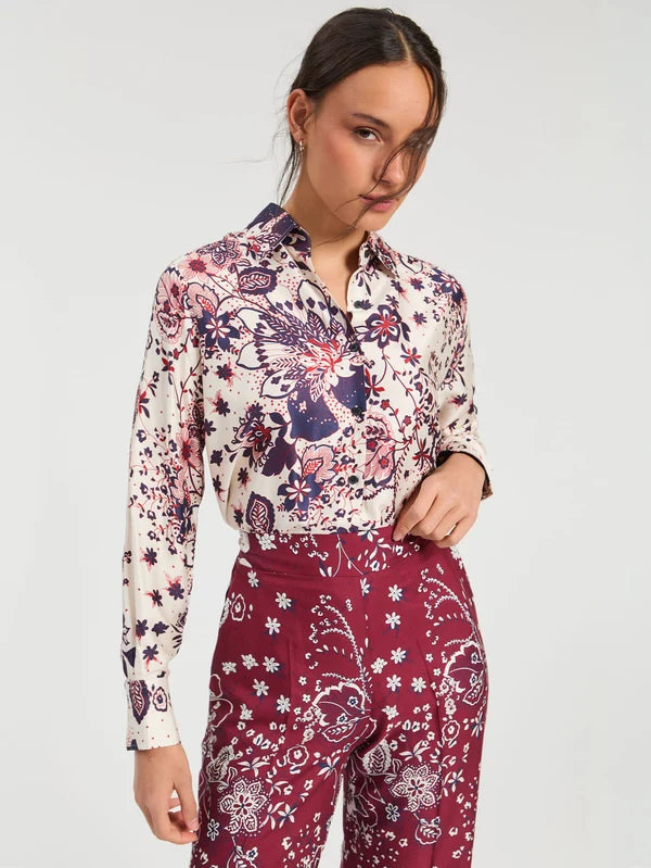 STAR FLOWER PRINT SHIRT ECRU
