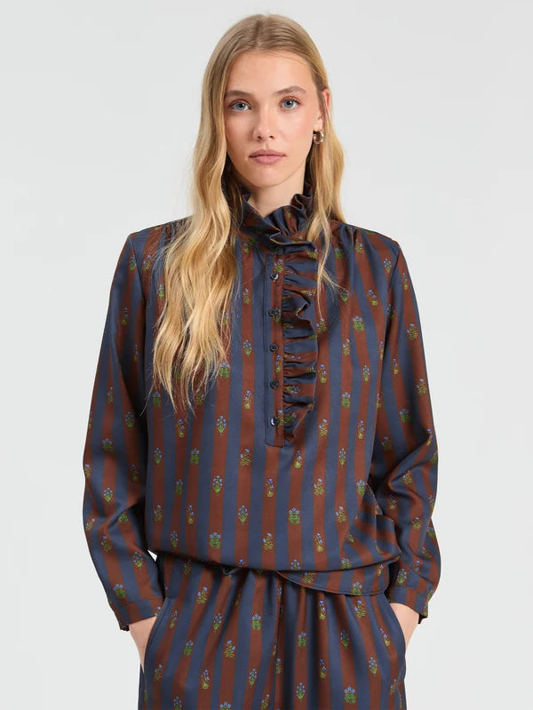 STRIPED INDIAN FLOWER SHIRT