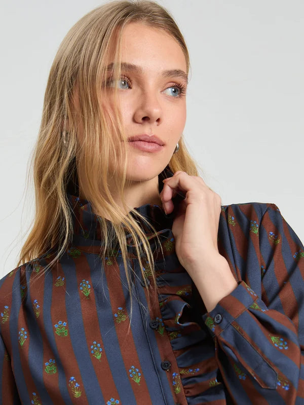 STRIPED INDIAN FLOWER SHIRT