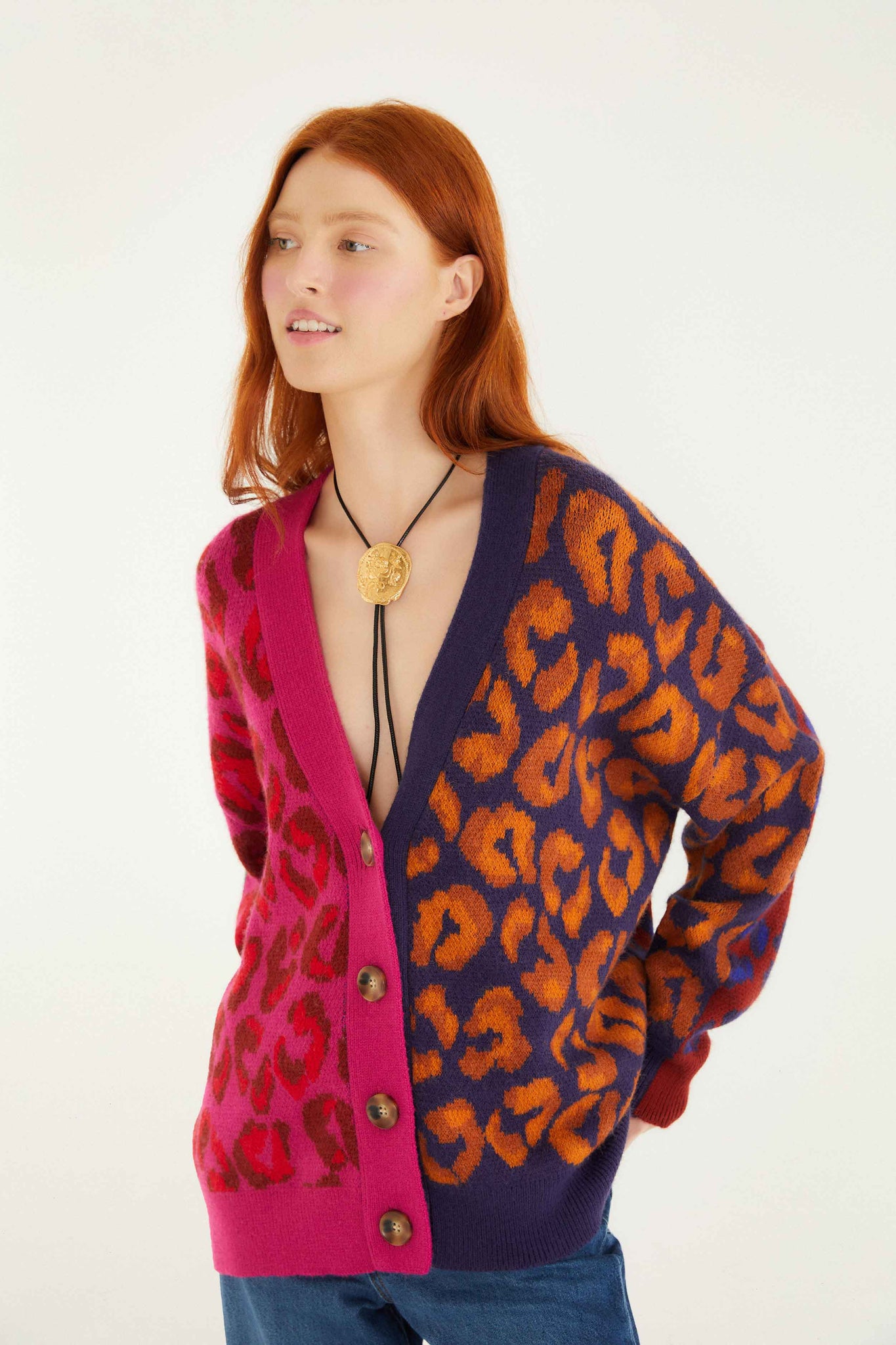 MIXED IKAT LEOPARD CARDIGAN