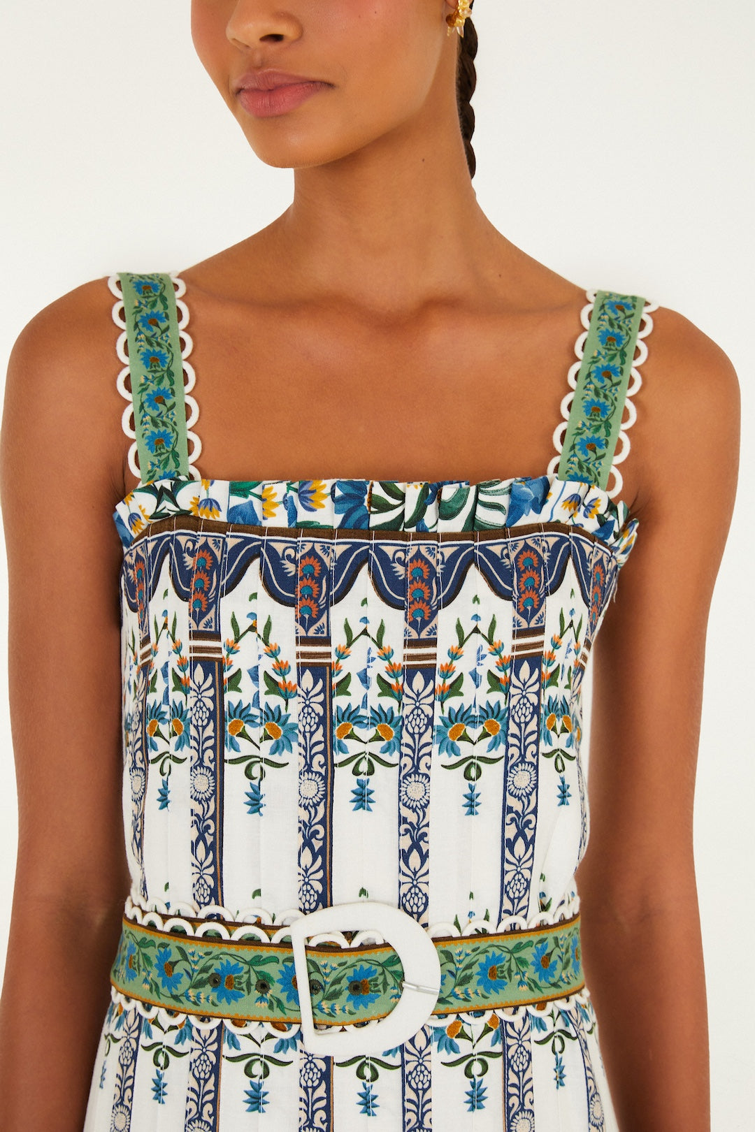 MANOELA OFF WHITE SLEEVELESS BELT MAXI DRESS