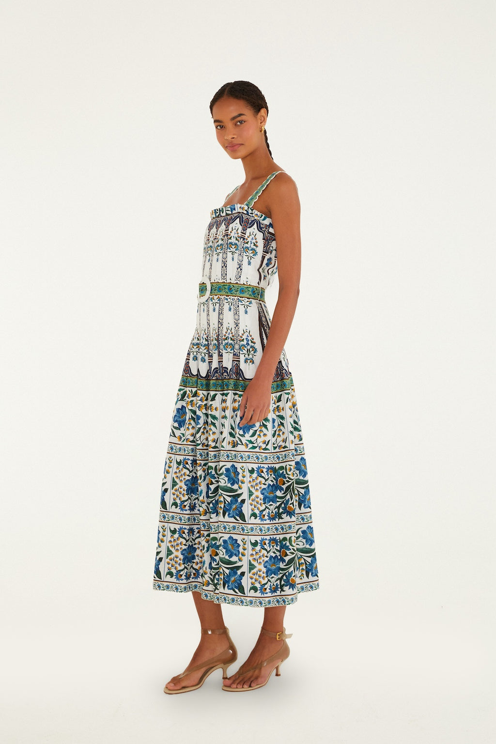 MANOELA OFF WHITE SLEEVELESS BELT MAXI DRESS