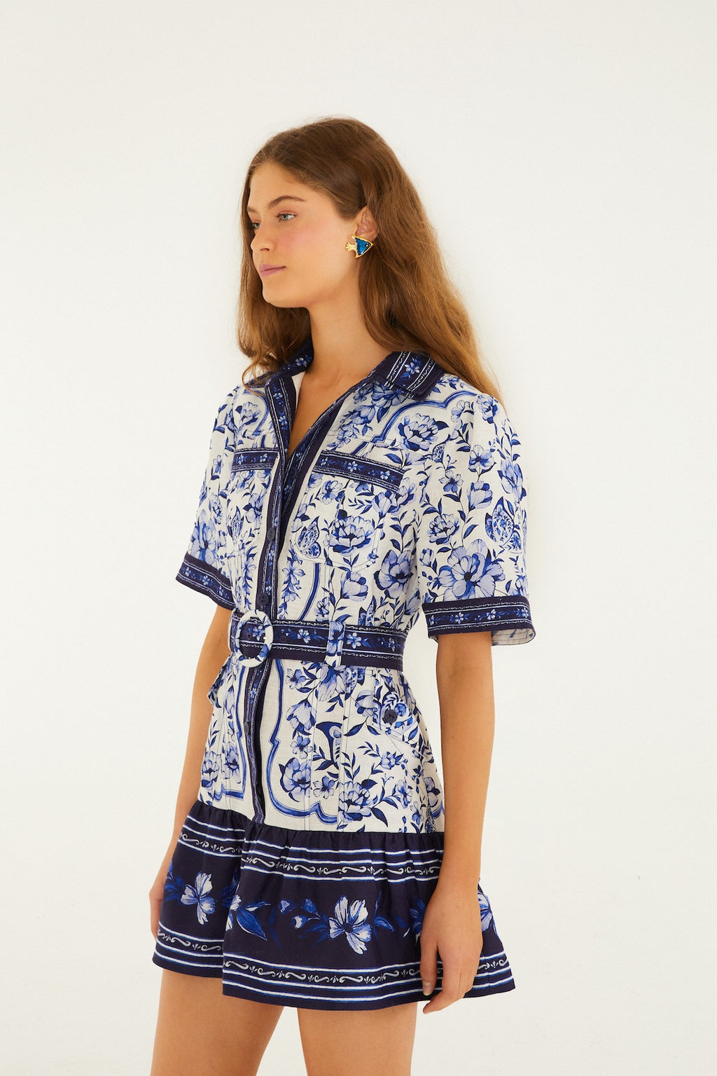 PORCELAIN GARDEN OFF WHITE MINI DRESS