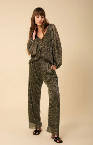 Clemence Lurex Crinkle Mesh Pant