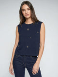 BLACK SLEEVELESS EMBROIDERED BEADED TOP