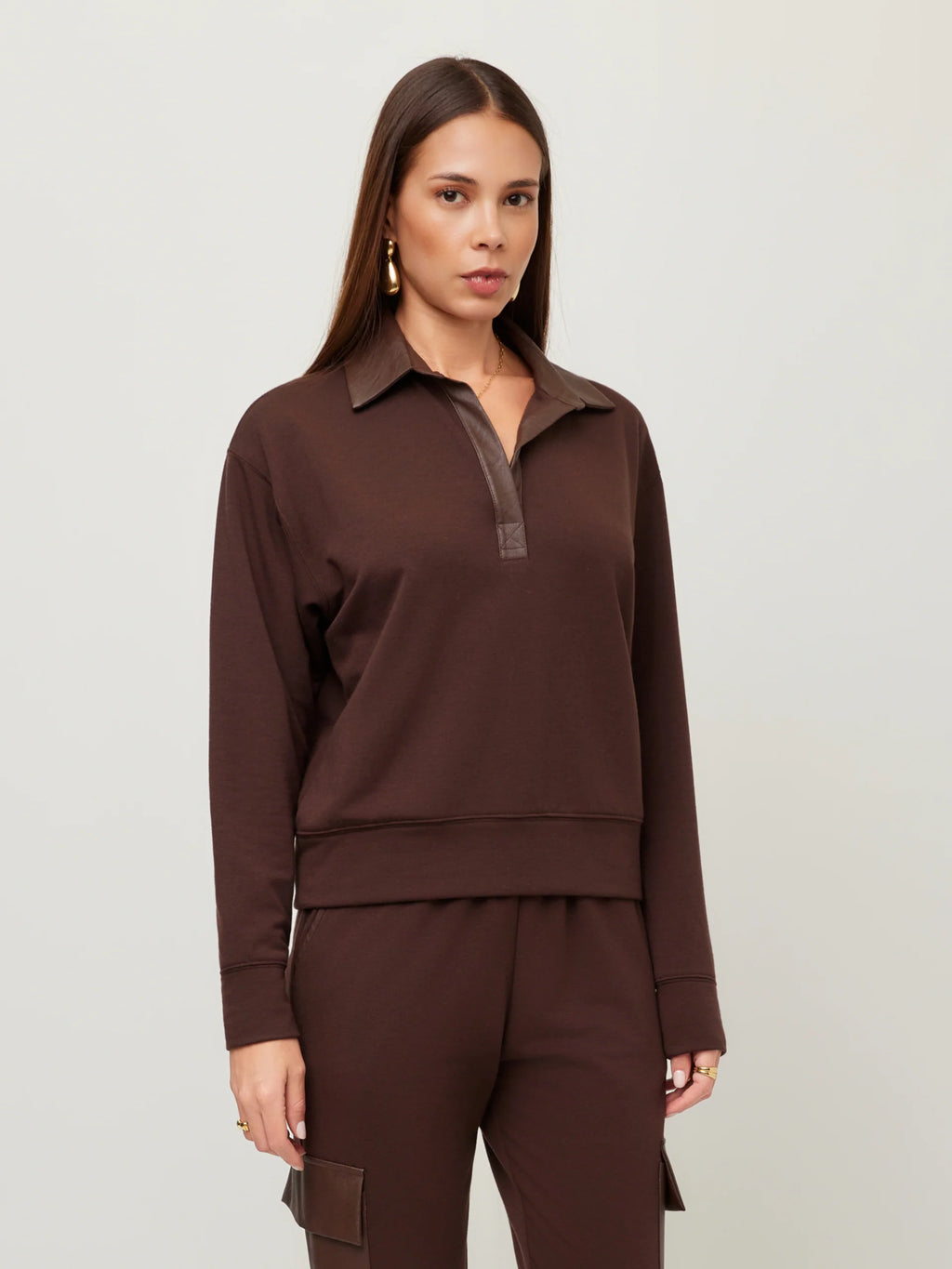 RACHEL CONTRAST COLLAR TOP