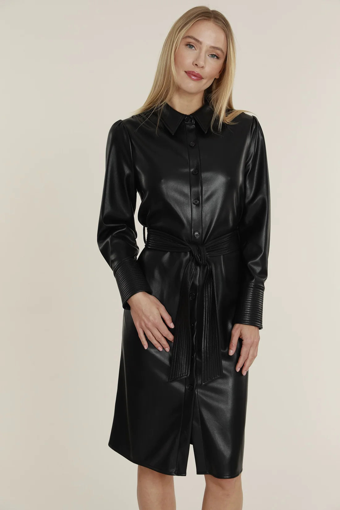 VEGAN LEATHER LONG DRESS