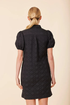 BLACK QUILT NYLON DRESS