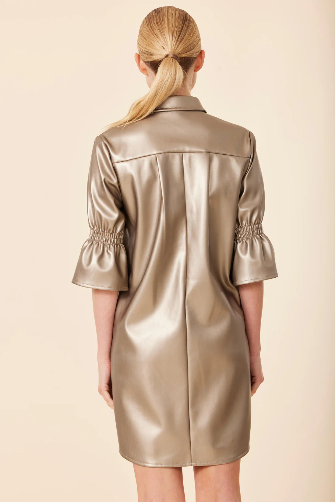 ANTIQUE GOLD VEGAN LEATHER DRESS