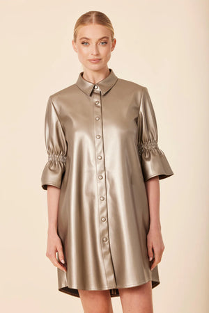 ANTIQUE GOLD VEGAN LEATHER DRESS
