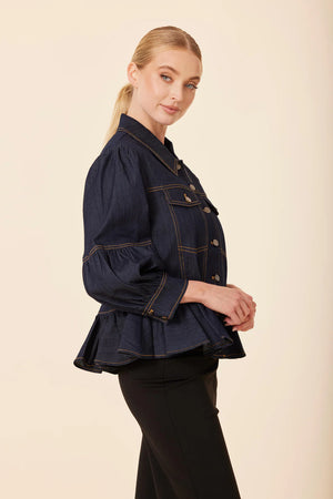 DENIM PEPLUM TOP