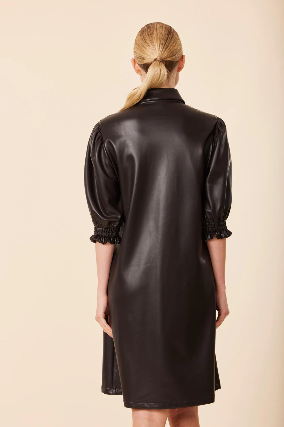 DARK BROWN VEGAN LEATHER DRESS