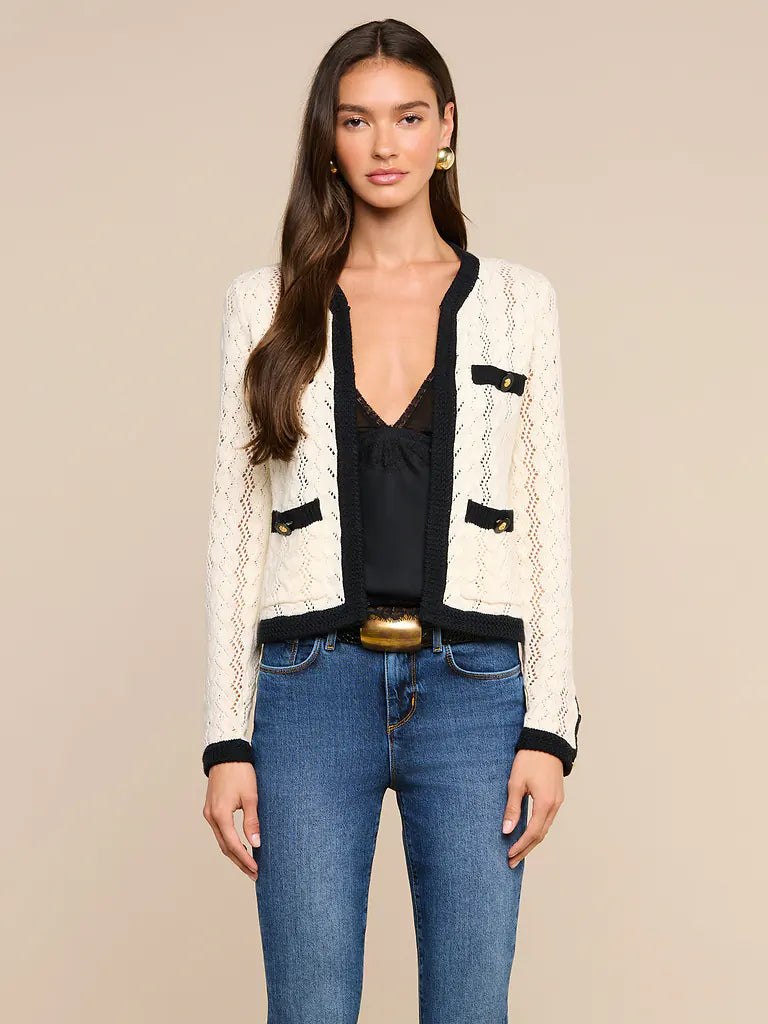ZEPHYRA POINTELLE KNIT CARDIGAN