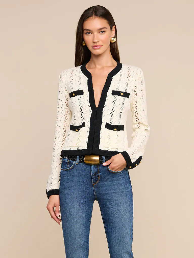 ZEPHYRA POINTELLE KNIT CARDIGAN