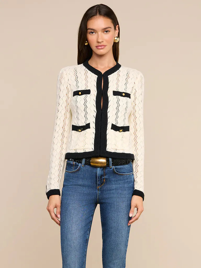 ZEPHYRA POINTELLE KNIT CARDIGAN