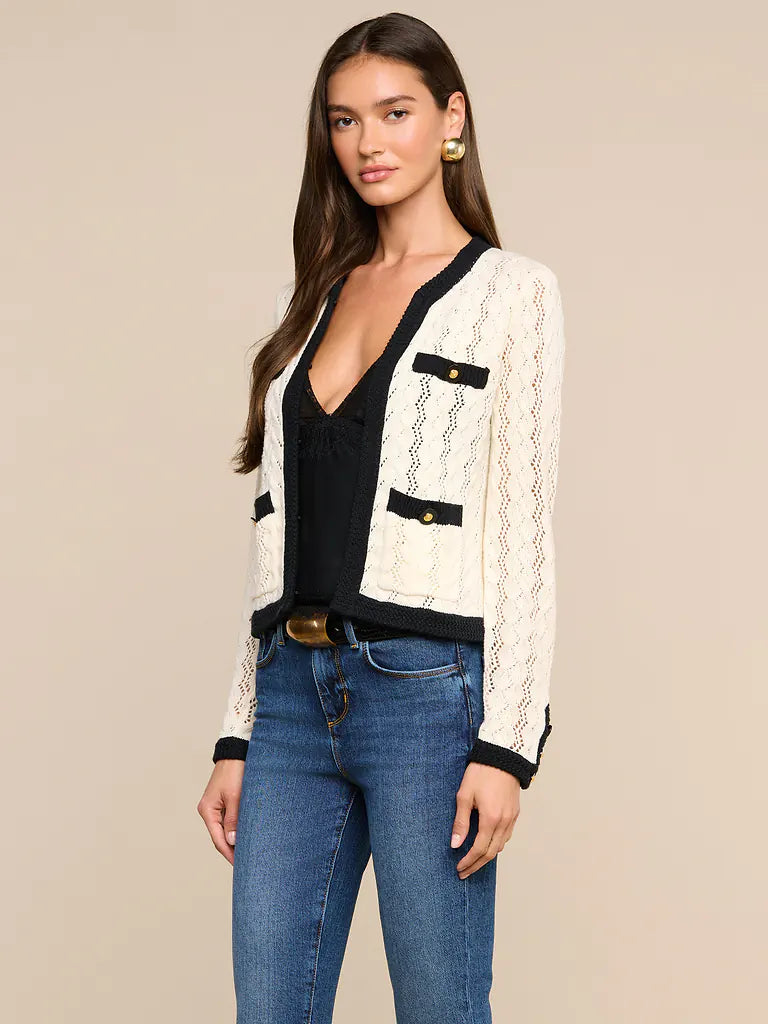 ZEPHYRA POINTELLE KNIT CARDIGAN