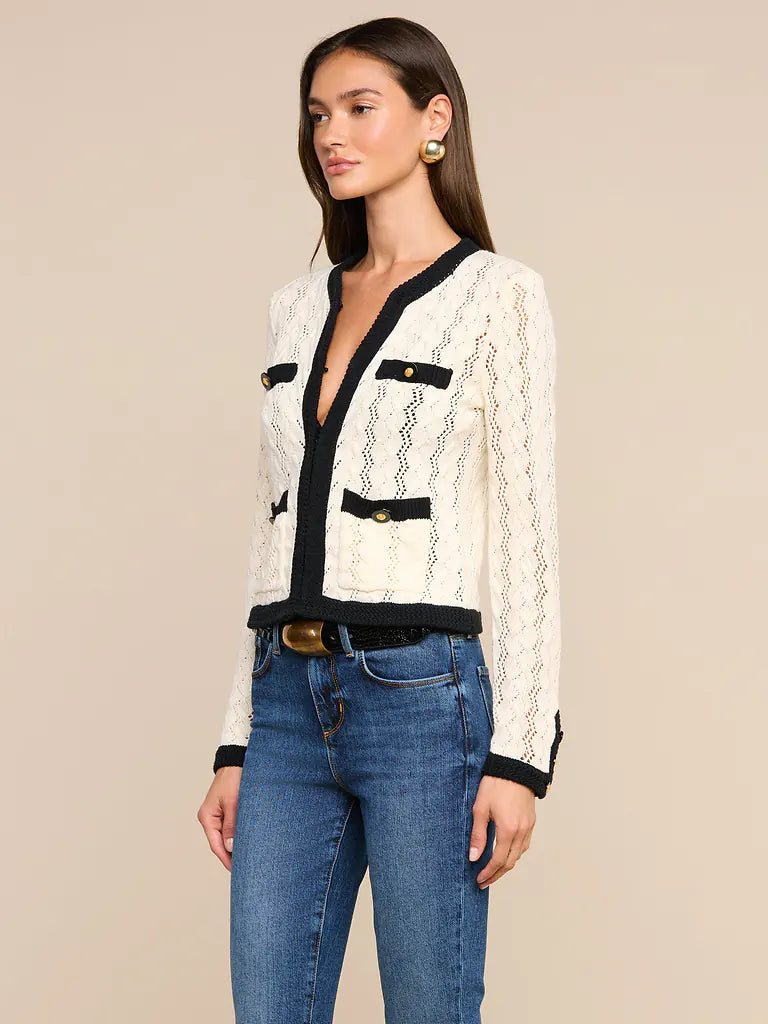 ZEPHYRA POINTELLE KNIT CARDIGAN