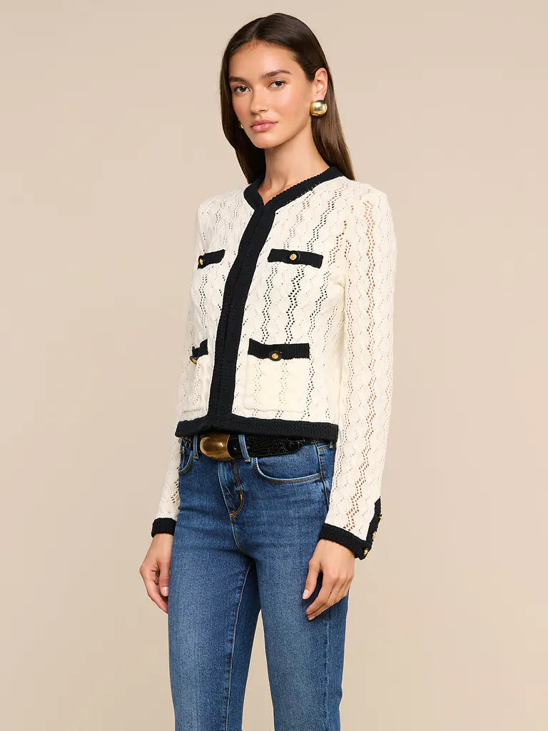 ZEPHYRA POINTELLE KNIT CARDIGAN