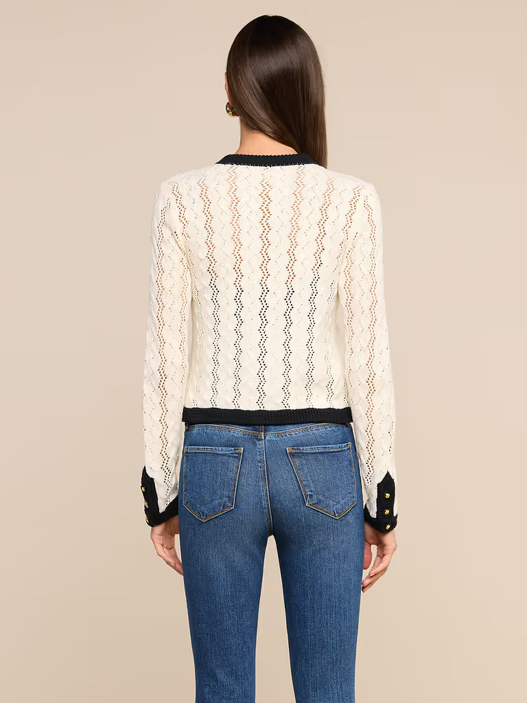 ZEPHYRA POINTELLE KNIT CARDIGAN