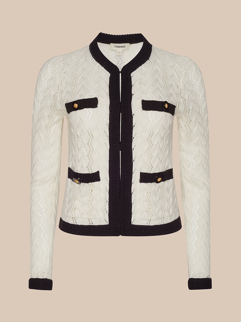 ZEPHYRA POINTELLE KNIT CARDIGAN