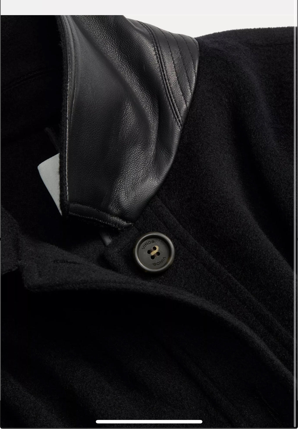 WOOL/CASHMERE CAPE LEATHER TRIM