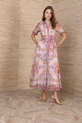 SHORT SLEEVE BUTTON LONG DRESS