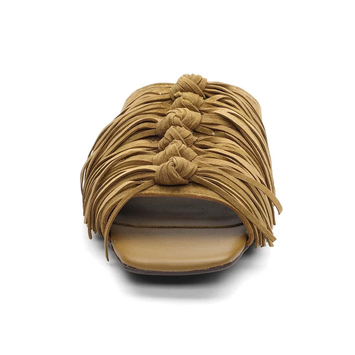 BRIGITTE FRINGE SLIDE FLAT SANDAL
