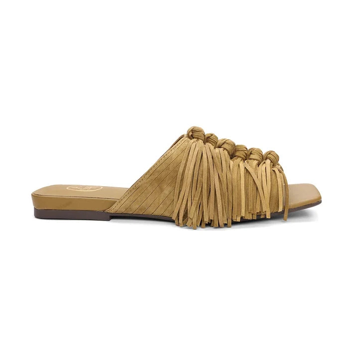 BRIGITTE FRINGE SLIDE FLAT SANDAL