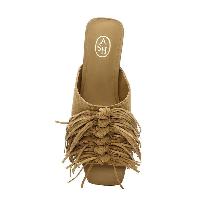 BRIGITTE FRINGE SLIDE FLAT SANDAL