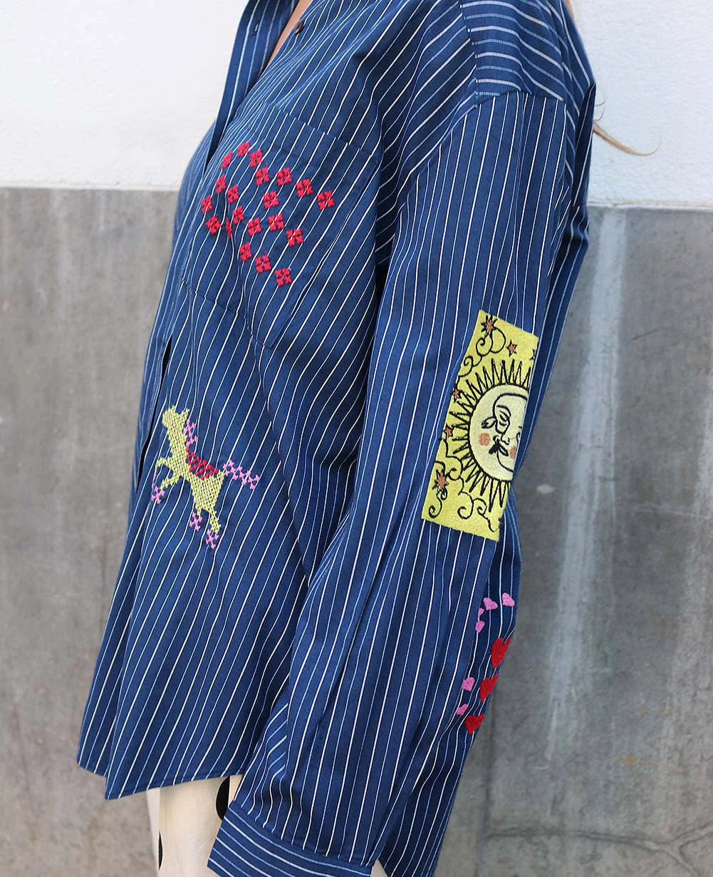 BRENNA SHIRT NAVY STRIPE