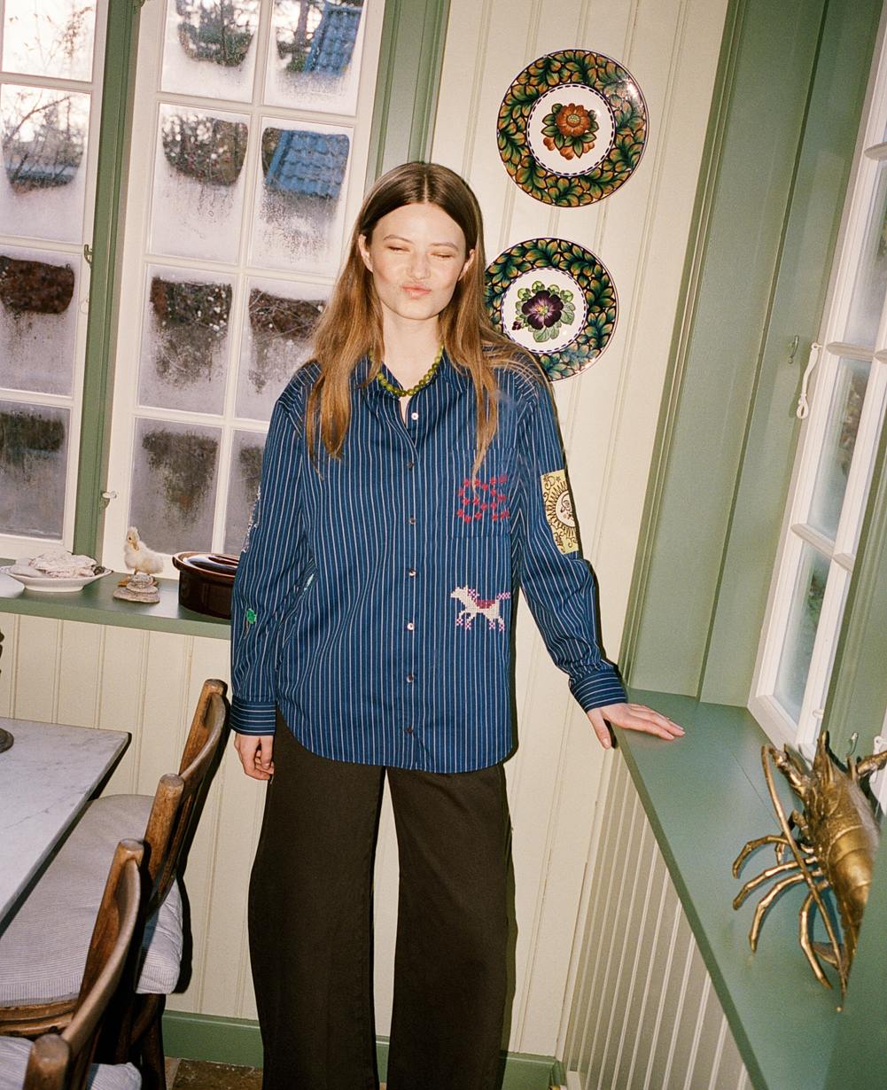 BRENNA SHIRT NAVY STRIPE
