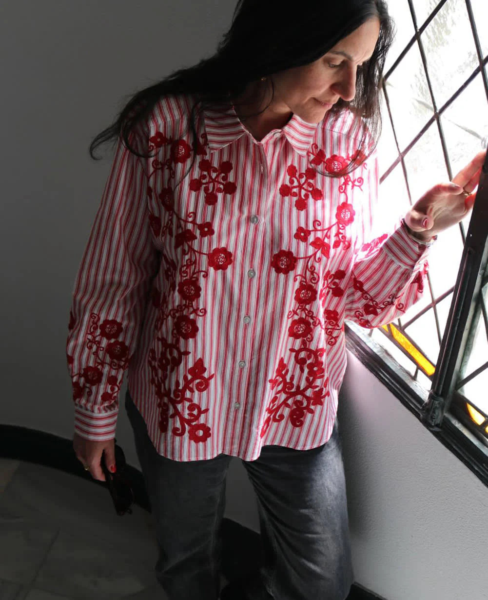 CORA SHIRT RED FLOWER