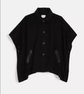 WOOL/CASHMERE CAPE LEATHER TRIM