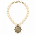 HORSE COIN IVORY BEAD NECKLACE