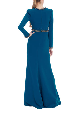 LS BEADED TRIM GOWN