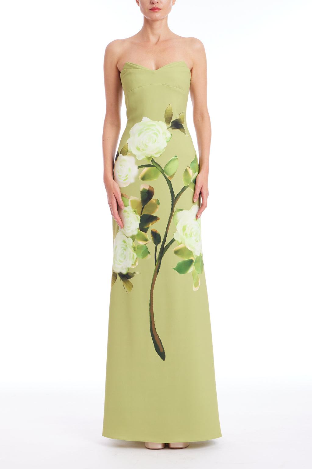 FLORAL STRAPLESS GOWN