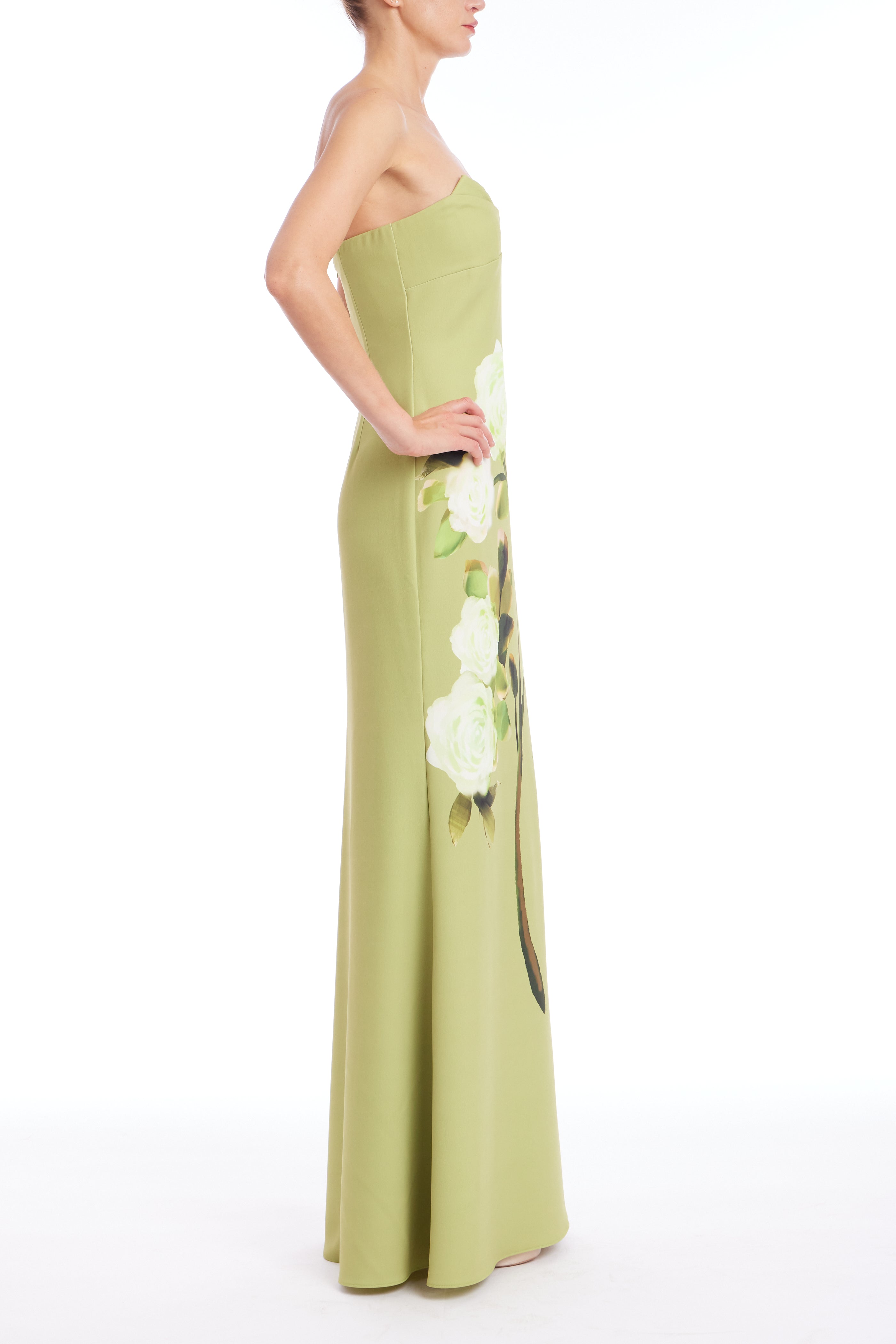 FLORAL STRAPLESS GOWN